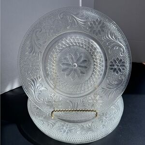 Indiana Glass Salad Plate  Embossed Glass - Elegant Floral Pattern Set of 4